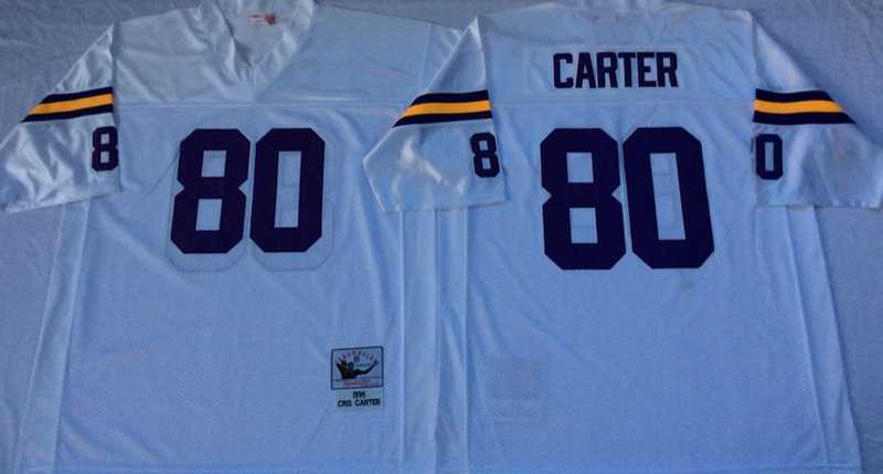 Vikings 80 Cris Carter White M&N Throwback Jersey->nfl m&n throwback->NFL Jersey